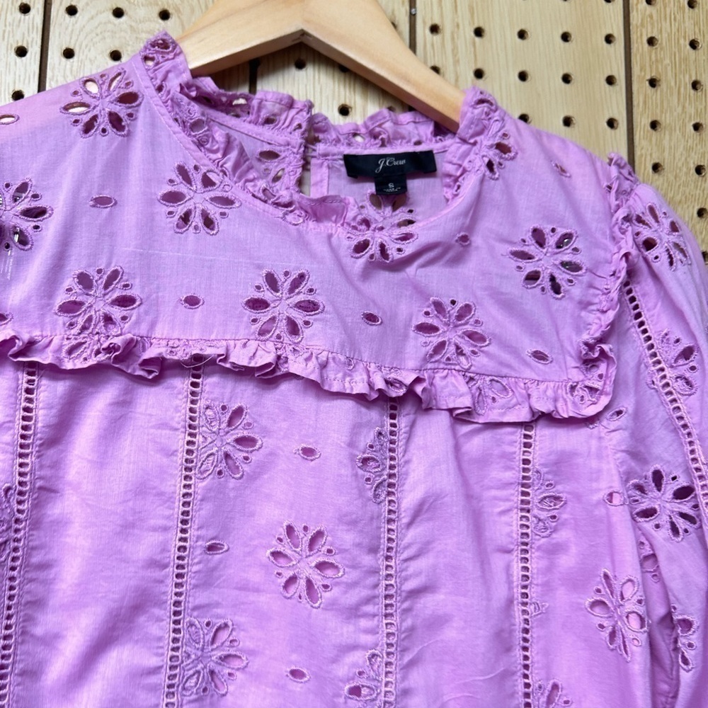 J.Crew Ruffle Eyelet Pink Top - Picture 6 of 6